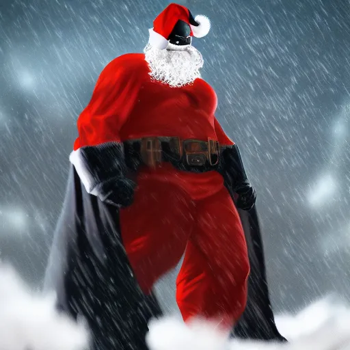 Prompt: Batman is santa Claus, hyperdetailed, artstation, cgsociety, 8k