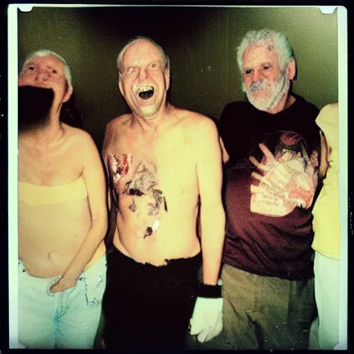 Image similar to found polaroid photo of trash humpers in a hotel room getting wild