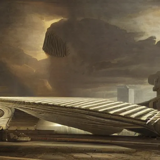 Image similar to car big pattern noise sci-fi organic brutalist forms and wall structure in the coronation of napoleon painting by Jacques-Louis David pinterest keyshot product render cloudy plastic ceramic material shiny gloss water reflections ultra high detail ultra realism 4k in plastic dark tilt shift