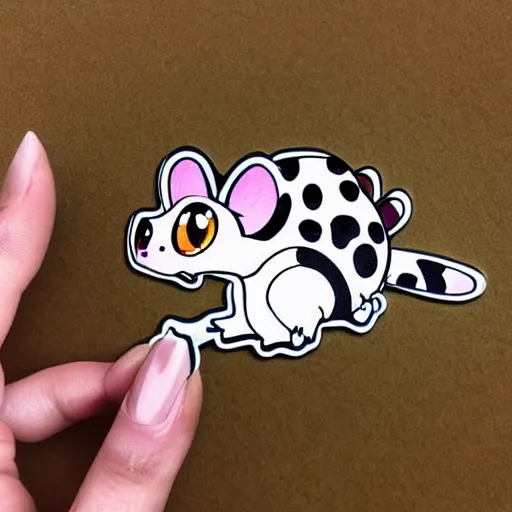 Prompt: A very beautiful sticker art of a leopard gecko cat, cute, white background, high quality, smooth lines, trending on ArtStation, anime, art by aleksagosto and kitschykawaii, Instagram