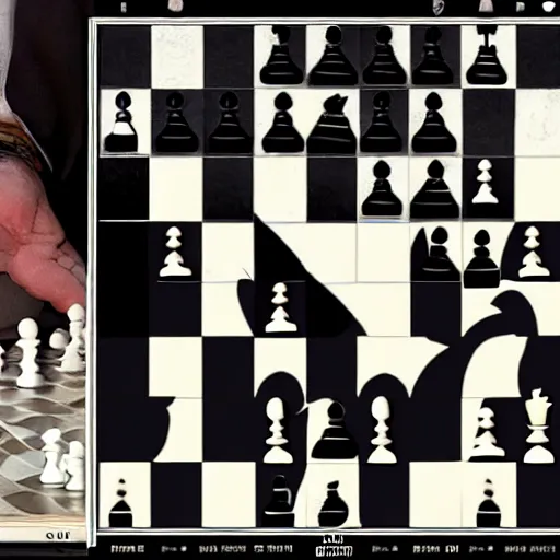 Image similar to Master of evil playing versus a tiny rabit in a game of chess