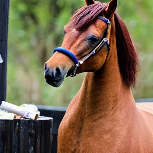 Image similar to horse smoking a joint