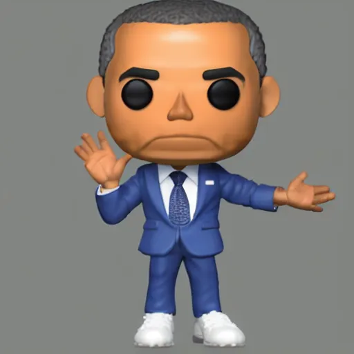 Prompt: full body 3d render of Barak Obama as a funko pop, studio lighting, white background, blender, trending on artstation, 8k, highly detailed