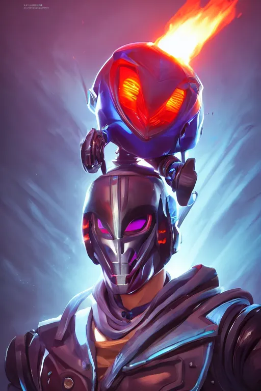 Image similar to epic mask helmet robot ninja portrait stylized as fornite style game design fanart by concept artist gervasio canda, behance hd by jesper ejsing, by rhads, makoto shinkai and lois van baarle, ilya kuvshinov, rossdraws global illumination radiating a glowing aura global illumination ray tracing hdr render in unreal engine 5