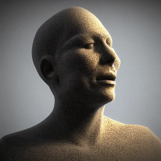 Image similar to man made of smoke particles octane render