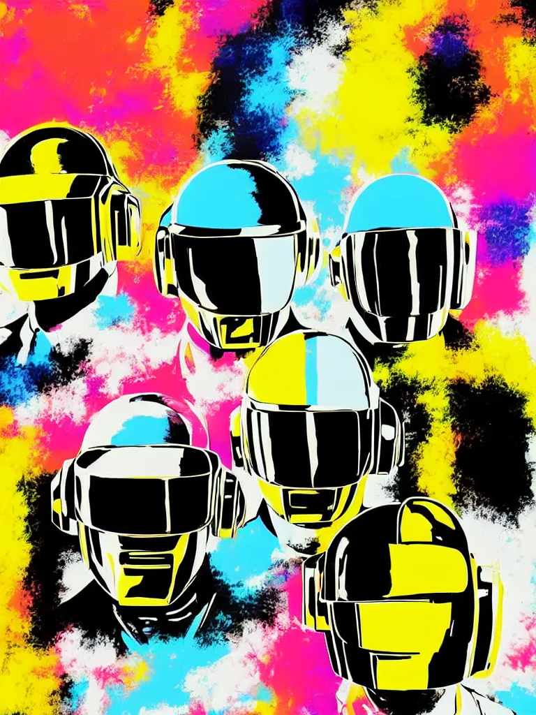 Image similar to Daft Punk abstract minimal art, inspired by Andy Warhol