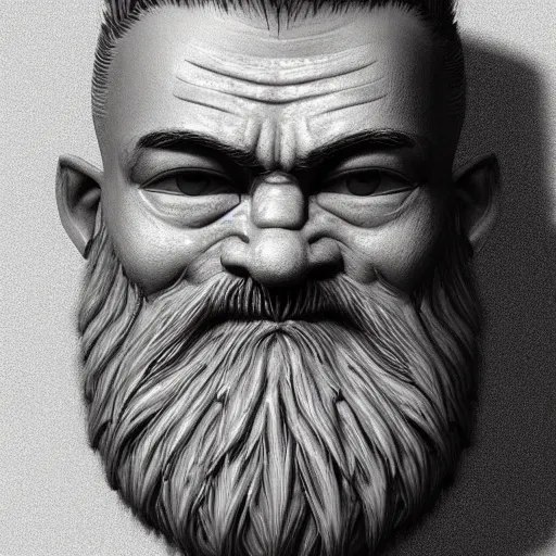 Image similar to portrait of a small dwarf with an large orange beard, muscular build, tough, highly detailed, ultra realistic, trending on artstation, photo, medieval, fantasy