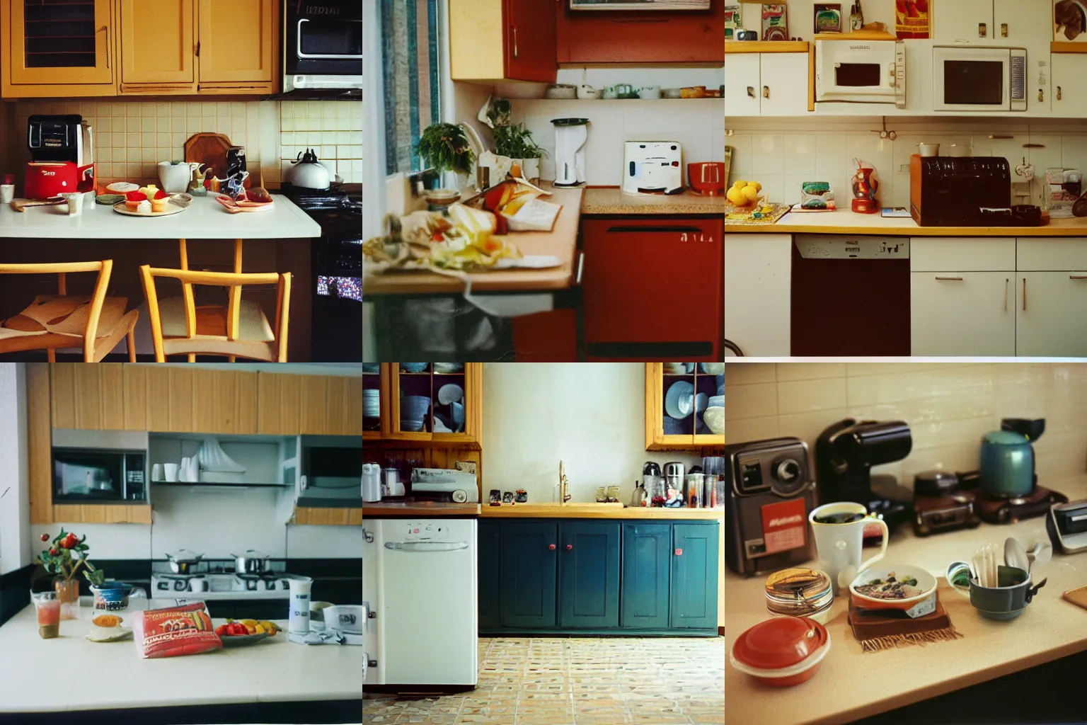 Prompt: our kitchen counter, Kodak Portra 1992