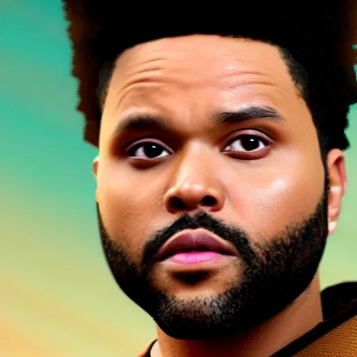 Prompt: Live Action Still of The Weeknd in Star Wars, real life, hyperrealistic, ultra realistic, realistic, highly detailed, epic, HD quality, 8k resolution, film still