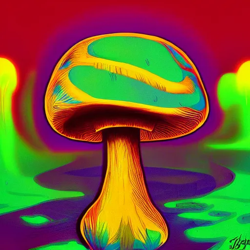 Image similar to trippy mushroom, by justin guse details, instagram digital, artstation