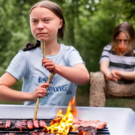 Image similar to photo of greta thunberg having a bbq