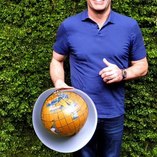 Image similar to phil spencer holding a globe, photo