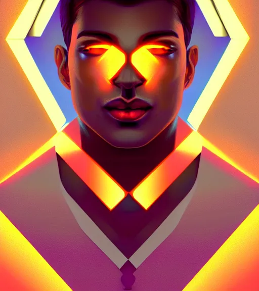 Image similar to symmetry!! indian prince of technology, solid cube of light, hard edges, product render retro - futuristic poster scifi, lasers and neon circuits, brown skin handsome indian prince, intricate, elegant, highly detailed, digital painting, artstation, concept art, smooth, sharp focus, illustration, dreamlike, art by artgerm