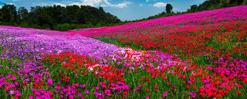 Image similar to movie scene with a beautiful flower field