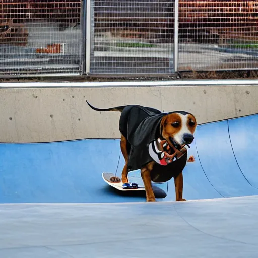 Image similar to dog riding skateboard in halfpipe