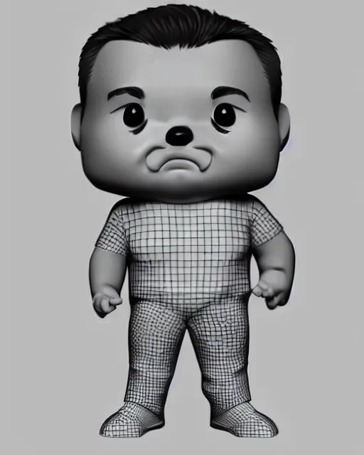 Image similar to full body 3d render of James Corden as a funko pop, studio lighting, white background, blender, trending on artstation, 8k, highly detailed