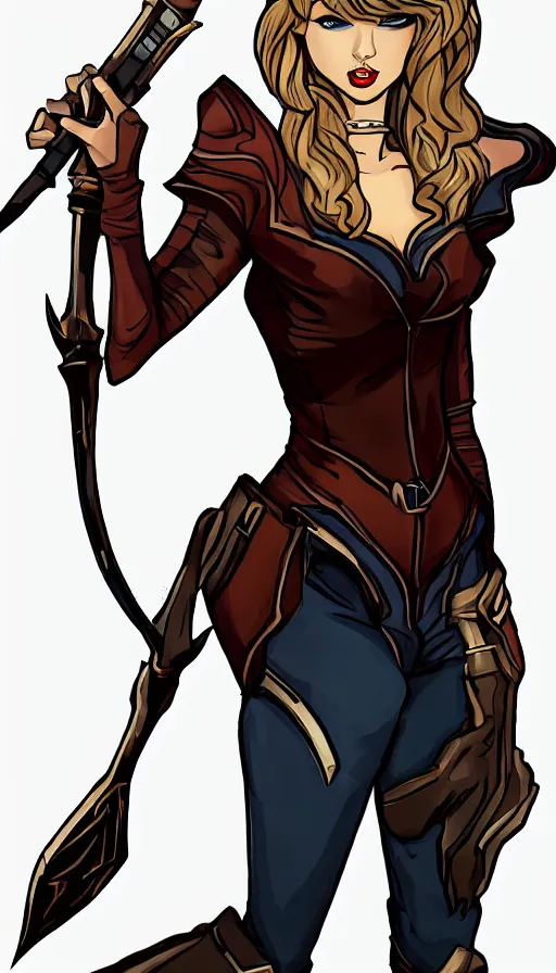 Prompt: taylor swift as a hero similar to seraphine from league of legends with a microphone in her hand as her weapon drawn in a 2 0 0 0 s cartoon on a saturday morning style, high quality, very well proportioned silhouette, contemporary art, taylor swift face