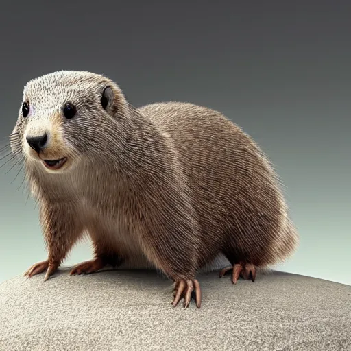 Image similar to a cute marmot, 3 d octane render, toy, white background, trending on artstation