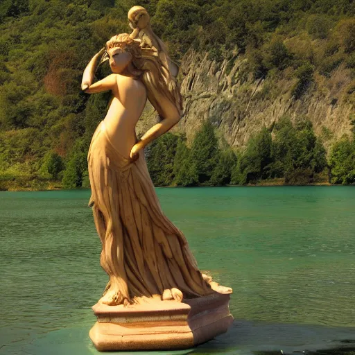 Image similar to water goddess emergin from a lake