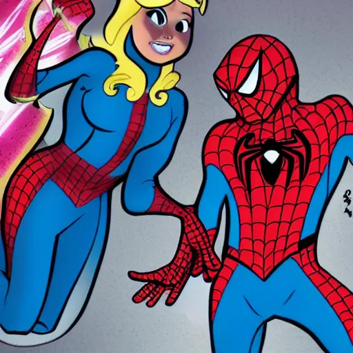 Image similar to princess spiderman, in the disney marvel style,