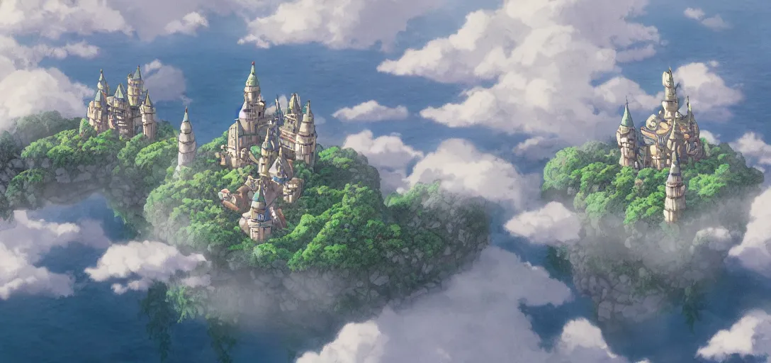 Prompt: castles floating in the clouds by studio ghibli, ultra detailed, detailed, 8 k