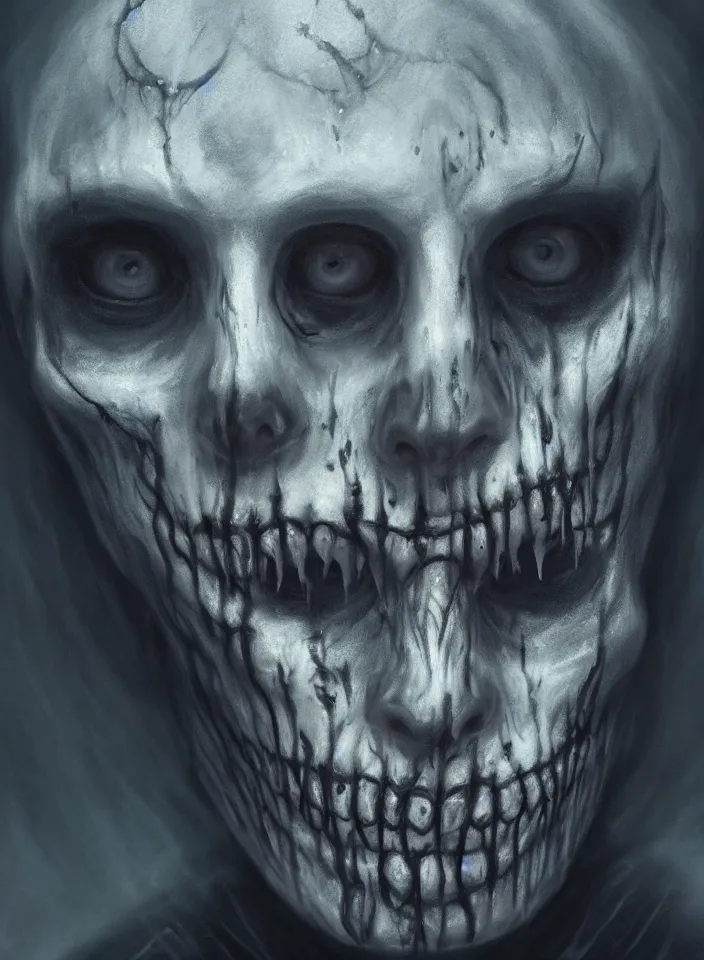 Prompt: a face portrait of an ethereal undead ghost from skyrim, fantasy setting, horror face, dark colors, soft lighting, atmospheric, cinematic, moody, in the style of diego koi, gina heyer, luiz escanuela, art by alyssa monk, hyperrealism, rule of thirds, golden ratio, oil on canvas, 8 k