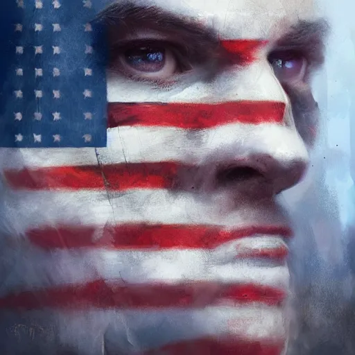 Prompt: tiny american flag in the forest, digital art by ruan jia and mandy jurgens and artgerm, realistic face, highly detailed, trending on artstation, award winning