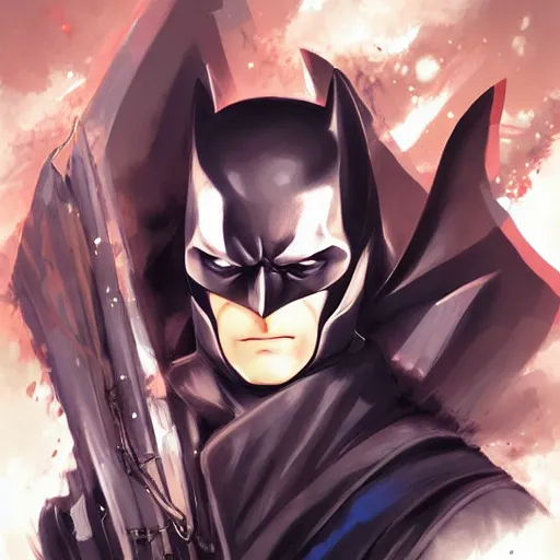 Image similar to A beautiful anime portrait of Batman , by Stanley Artgerm Lau, WLOP, Rossdraws, James Jean, Andrei Riabovitchev, Marc Simonetti, and Sakimichan, tranding on ArtStation