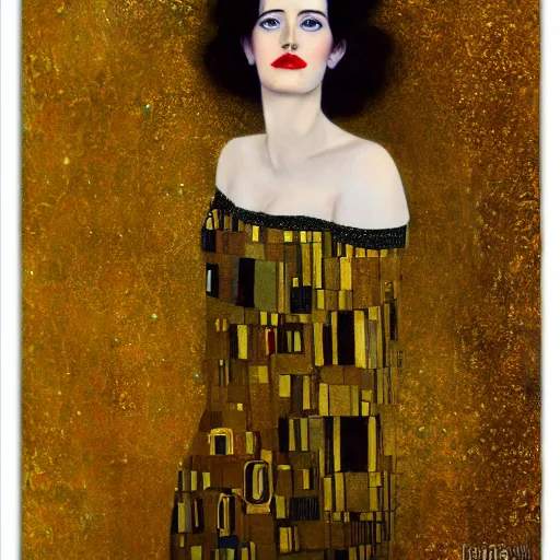 Prompt: Eva Green in the style of Gustav Klimt