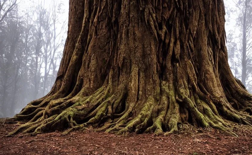 Image similar to secret entrance to giant ancient tree, background of the witcher game