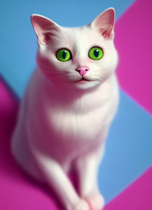 Image similar to cute pink cat photo , 4k, high details, trending on Artstation ,
