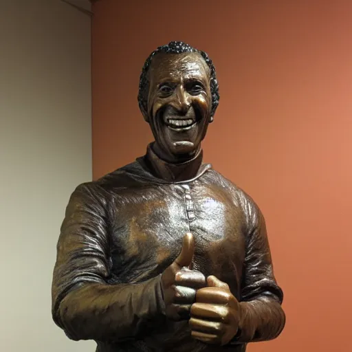 Image similar to studio portrait of fonzee giving thumbs up bronze sculpture
