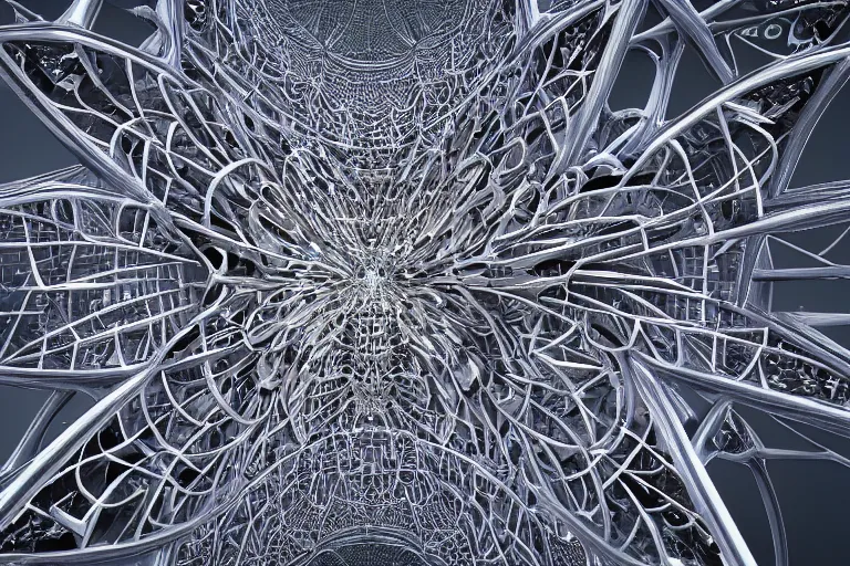 Image similar to a complex organic fractal 3 d ceramic metallic megastructure, cinematic shot, trending on artstation, high quality, ultra realistic