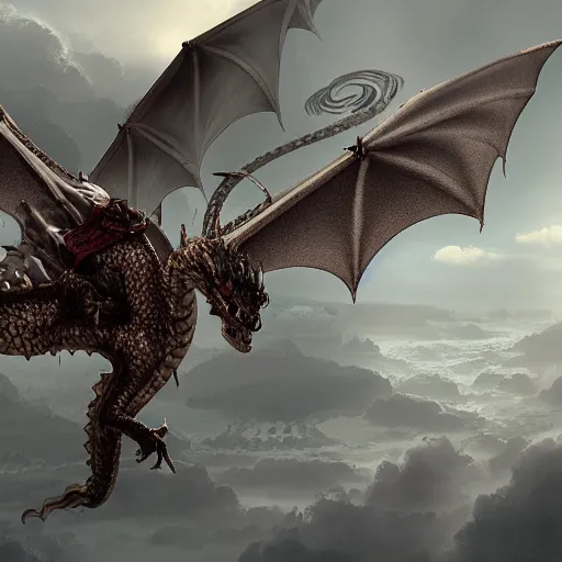 Image similar to a dragon flying above a castle, 8 k concept art