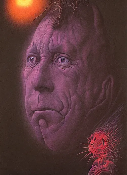 Image similar to alex jones by lisa frank and zdzislaw beksinski