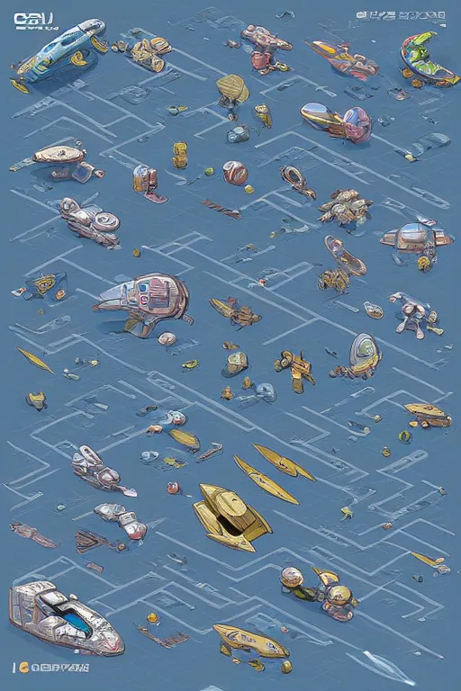 Prompt: space ship isometric design, pixel art, sprite sheet, game resources, futuristic van by josan gonzalez, victor calleja