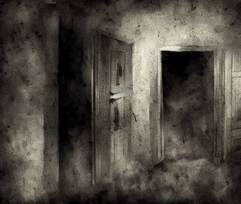 Image similar to good night horror dark noir vignette distortion digital painting