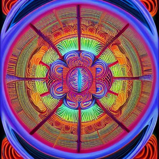 Image similar to artwork by alex grey