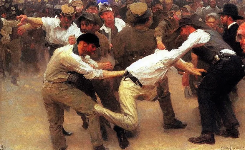 Image similar to high quality high detail painting by ilya repin, fbi arresting a man, hd