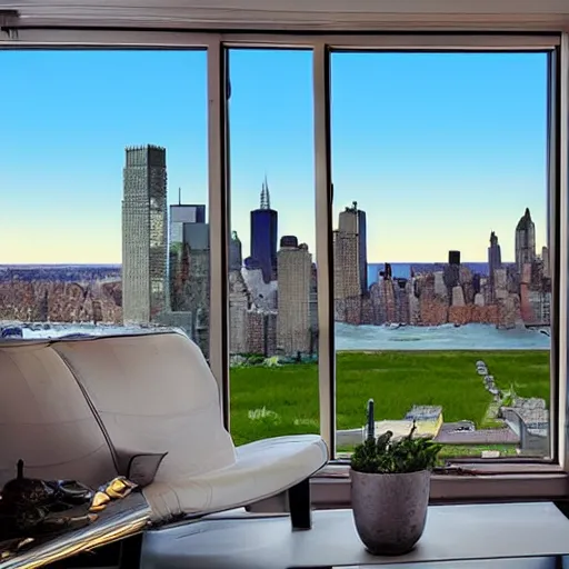 Image similar to view of New York from the perspective of Homer Simpson house