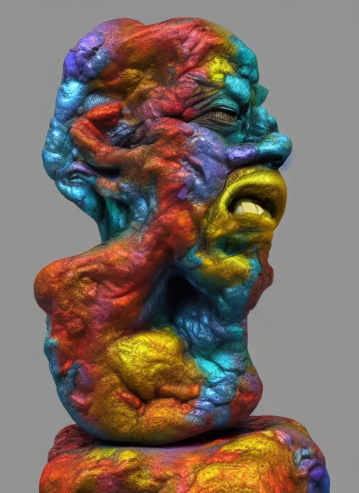 Image similar to 3D abstract resin miniature sculpture by Salvador Dali, psychedelic, abstractionism, realistic, 8K, Hyperrealism, Subsurface scattering, raytracing, Octane Render, Zbrush, simple background