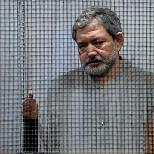 Prompt: Presidente LULA in Jail prison crying
