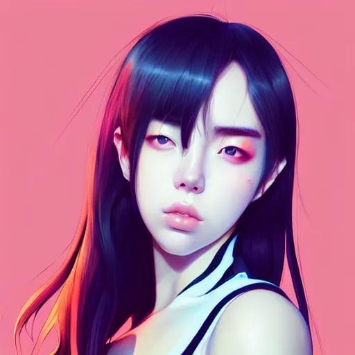 Prompt: a beautiful korean kpop billie eilish alluring instagram model in crop top, by guweiz and wlop and ilya kuvshinov and artgerm, symmetrical eyes, aesthetic, gorgeous, stunning, alluring, attractive, artstation, deviantart, pinterest, digital art