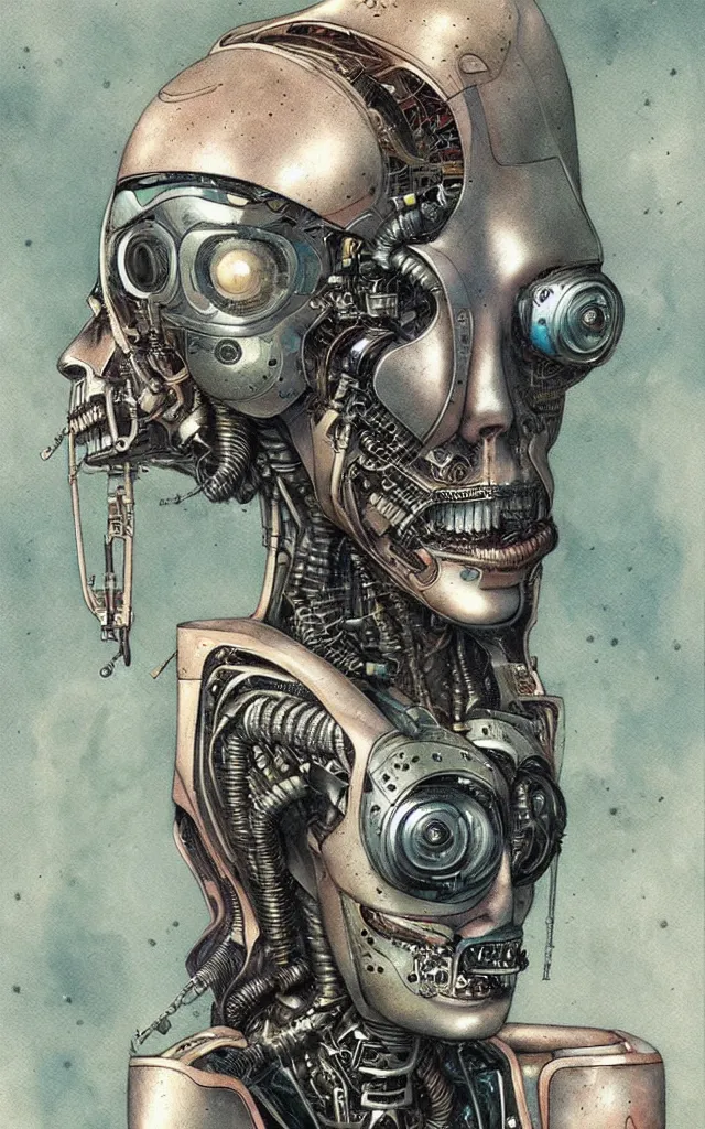 Image similar to futurist cyborg empress, perfect future, award winning art by santiago caruso, iridescent color palette