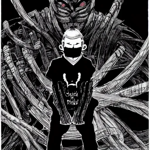 Image similar to Fred Rodgers looking sinister, by Tsutomu Nihei, highly detailed