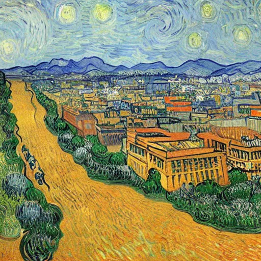 Prompt: vincent van gogh painting of mexico city, highly detailed