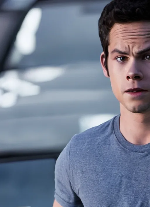 Image similar to film still of Dylan O'Brien as Brian O'Conner in Fast & Furious, 4k
