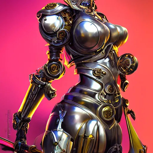 Image similar to studio portrait of lawful good colorful female holy mecha paladin absurdly beautiful, elegant, young sensual graceful woman, ultrafine hyperrealistic detailed face illustration by kim jung gi, irakli nadar, intricate linework, sharp focus, bright colors, matte, octopath traveler, final fantasy, unreal engine highly rendered, global illumination, radiant light, intricate environment