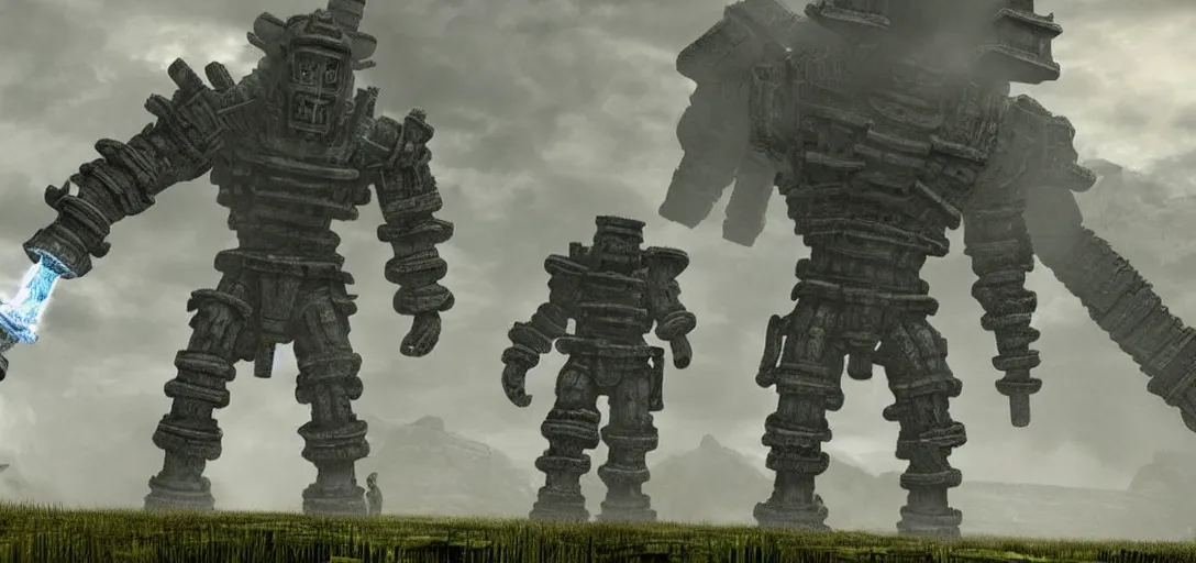 Prompt: jeff bezos as shadow of the colossus