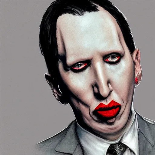 Image similar to realism sketch of marilyn manson as president of the united states, in the style of greg rutkowski, amazing detail